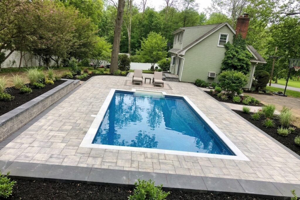 Modern Paver Pool & Retaining Wall Oasis